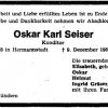 Seiser Oskar 1899-1985 Todesanzeige